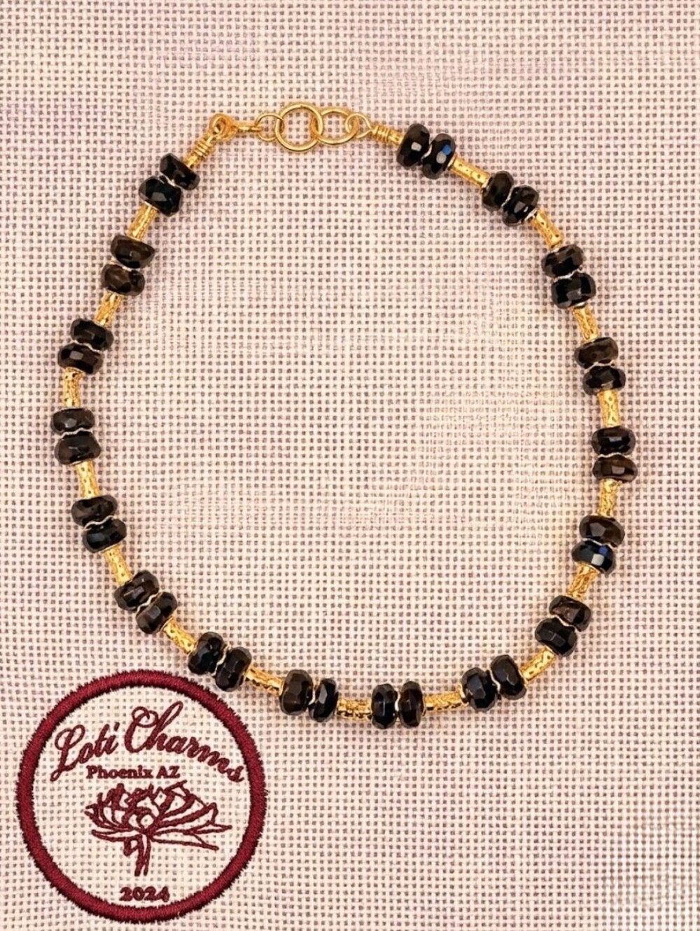 Large Garnet Heavy Wheel Stones For Earthy Look In Gold Plated Necklace